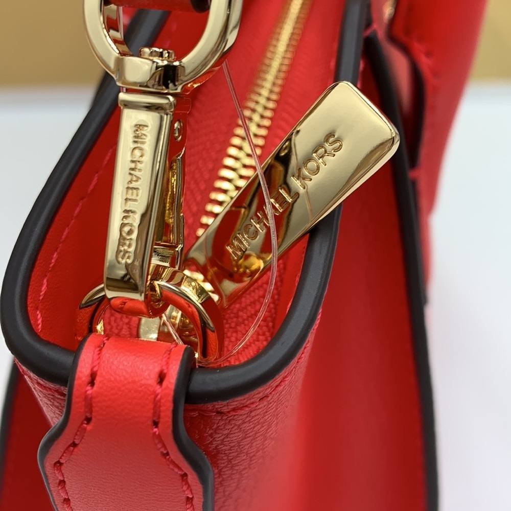 MICHAEL KORS AVRIL SMALL TOP ZIP SATCHEL CORAL RIFF COLOR - Picture 13 of 16